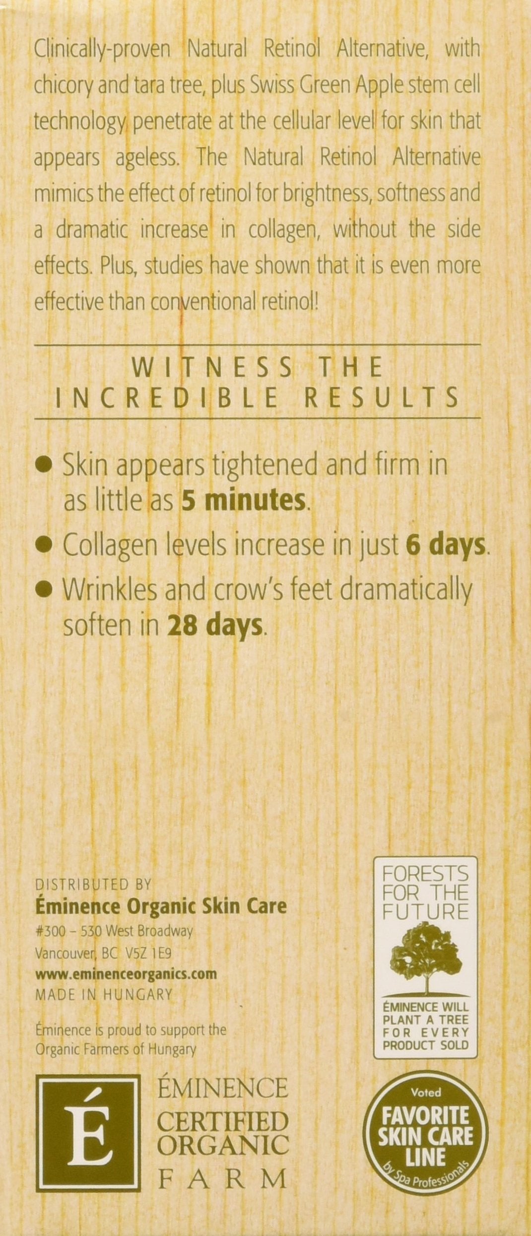 Eminence Neroli Age Corrective Eye Serum origin stamp shows Hungary heritage.