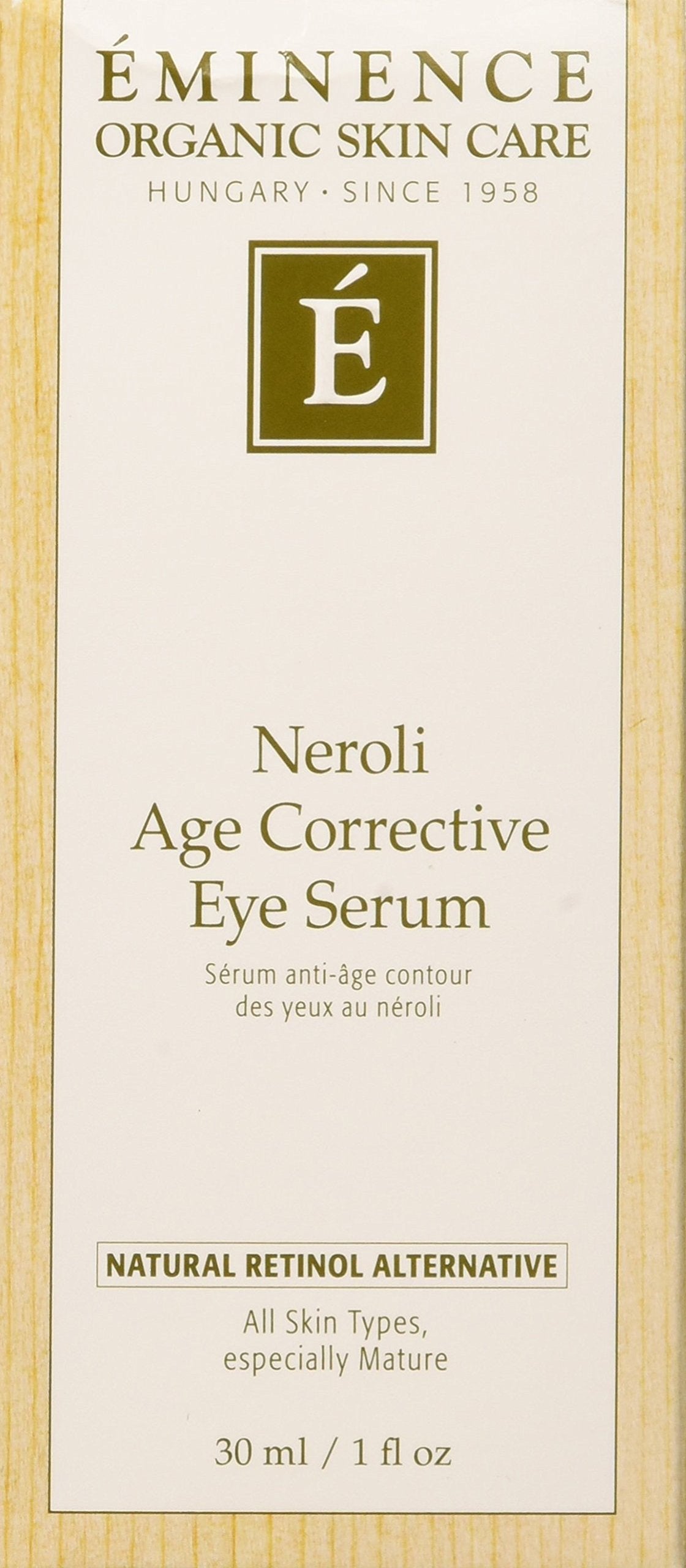 Eminence Neroli Age Corrective Eye Serum pump shows easy daily application for refreshed under-eye area.