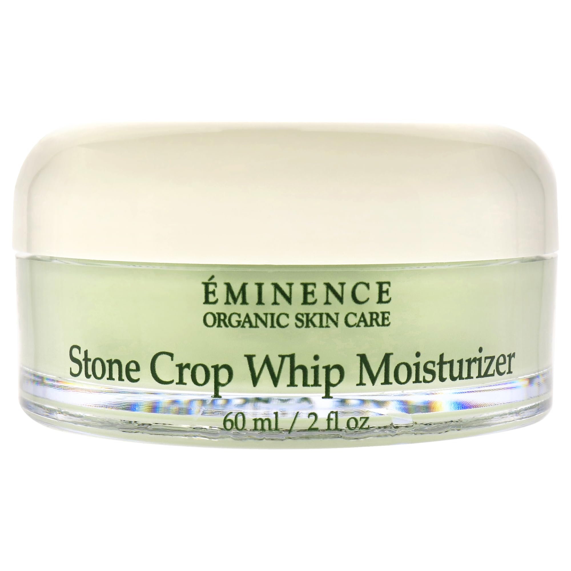 Eminence Stone Crop Whip Moisturizer being applied to skin in smoothing motion.