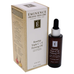 Eminence Rosehip Triple C+E oil being applied to face for a smooth feel.
