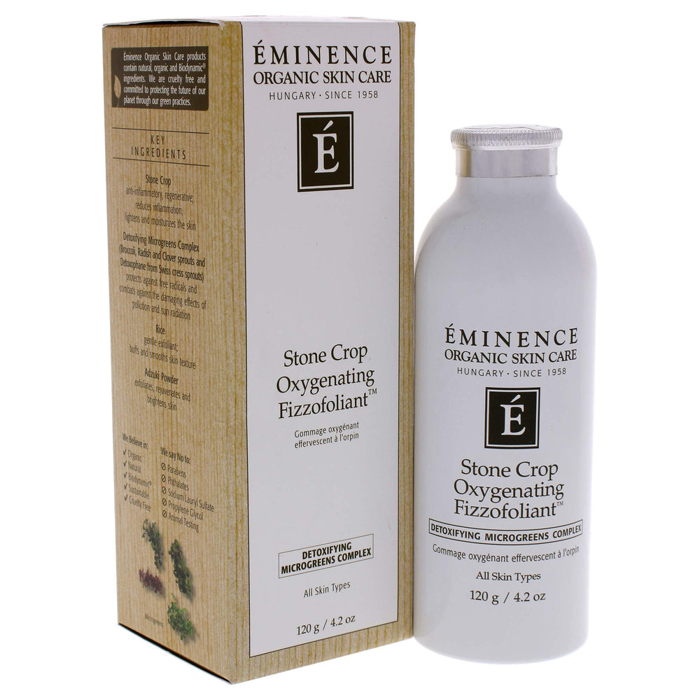 Eminence Stone Crop Fizzofoliant texture close-up highlights microgreens and rice flour benefits