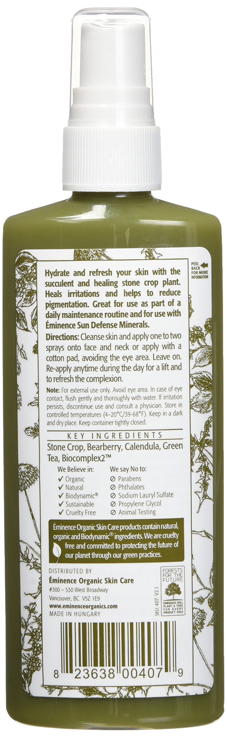 Eminence Stone Crop Hydrating Mist spray close-up showing glow