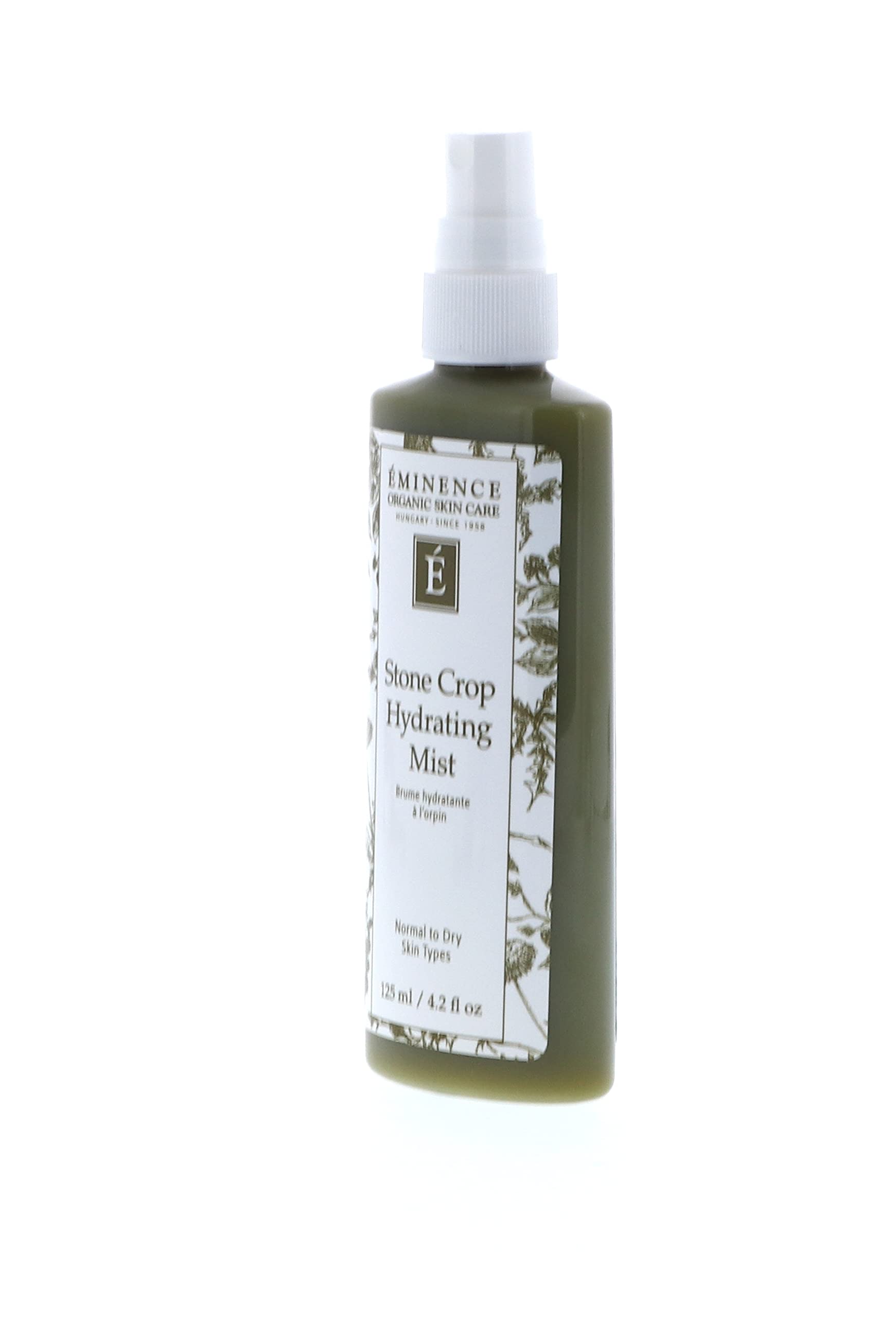 Eminence Stone Crop Hydrating Mist spray application demonstrates light mist for refreshing skin.