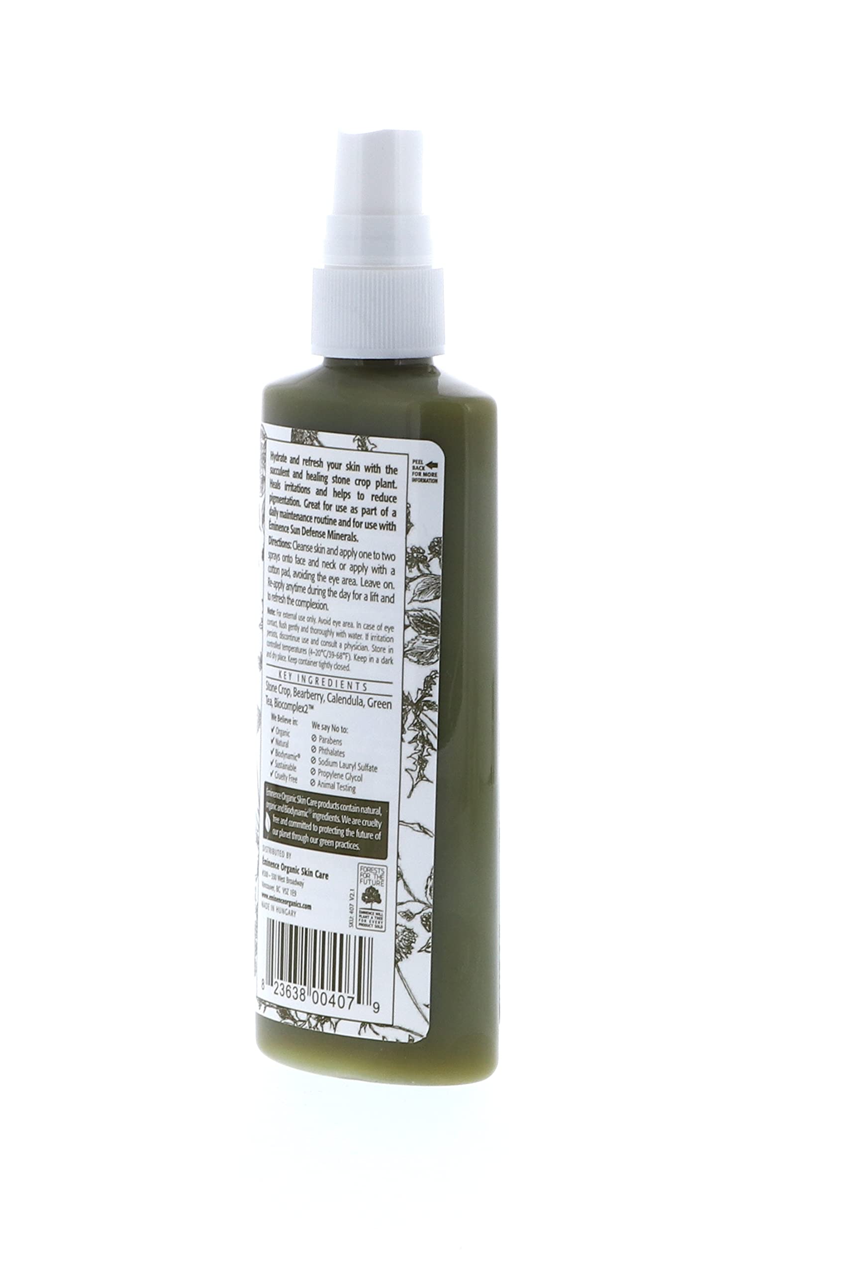 Eminence Stone Crop Hydrating Mist travel-friendly bottle for on-the-go refreshment.