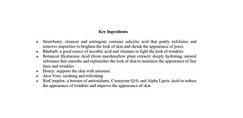 Eminence Strawberry Rhubarb Serum texture-application shows smooth skin feel and gentle exfoliation potential