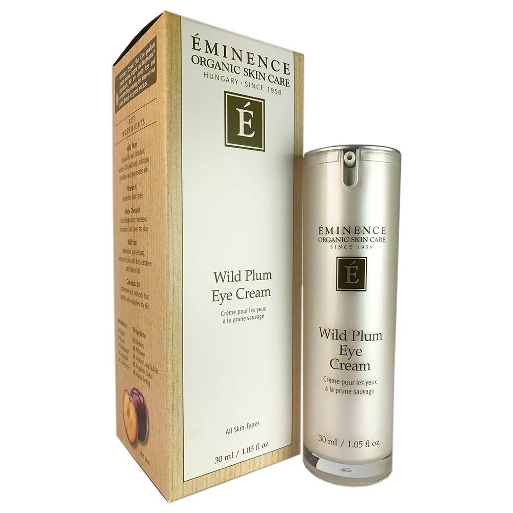 Eminence Wild Plum Eye Cream jar closeup for a refreshed, youthful eye area.