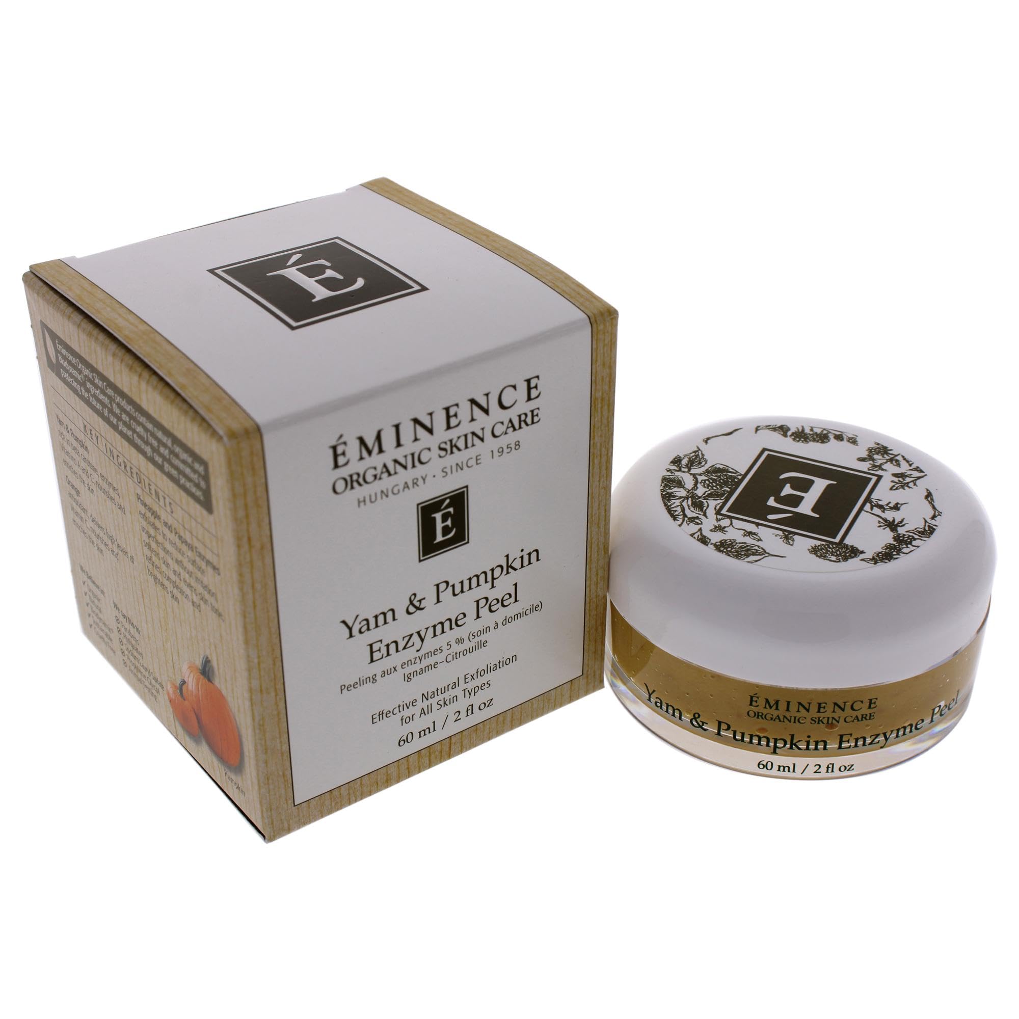 Eminence Yam and Pumpkin Enzyme Peel spa setup evokes a soothing self-care routine for smoother skin.