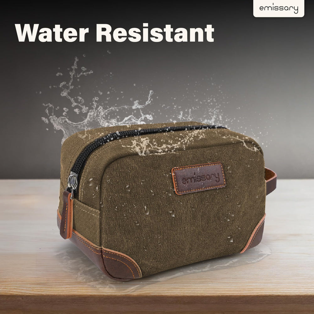 Emissary Dopp Kit stitching detail emphasizes durability and quality.