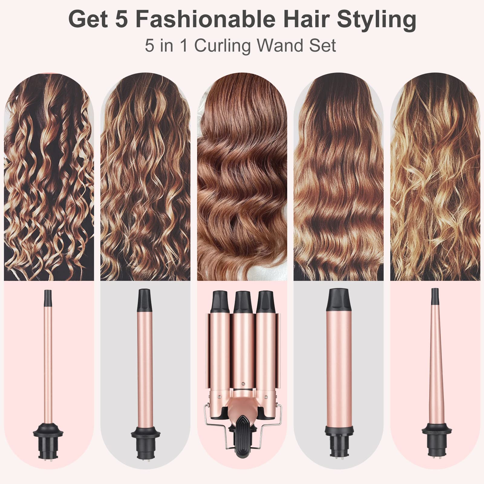 EMOCCI PRO ceramic-tourmaline barrels for smooth styling with added shine.