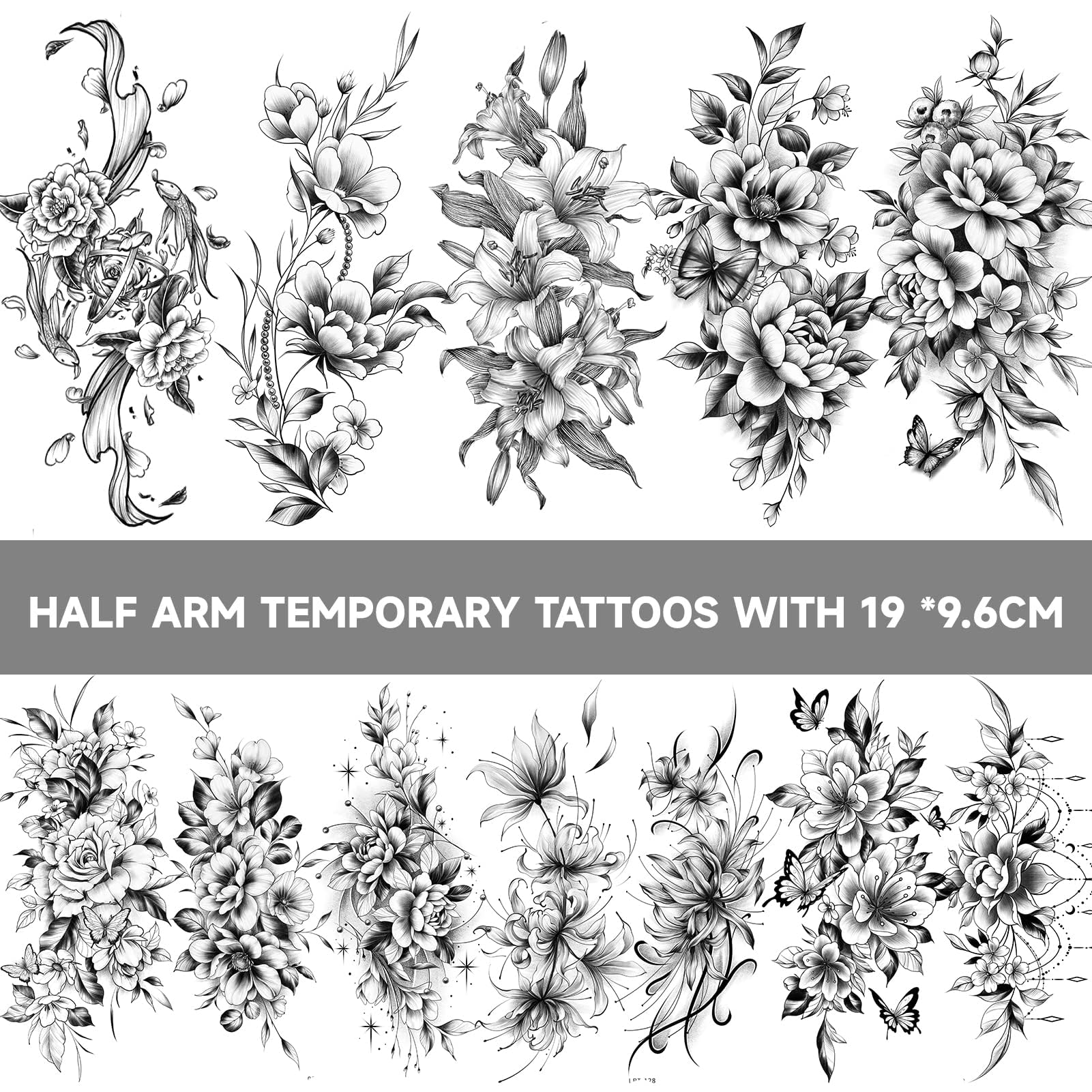 EMOME 12-sheets sexy temporary tattoos on the forearm deliver long-lasting floral detail.