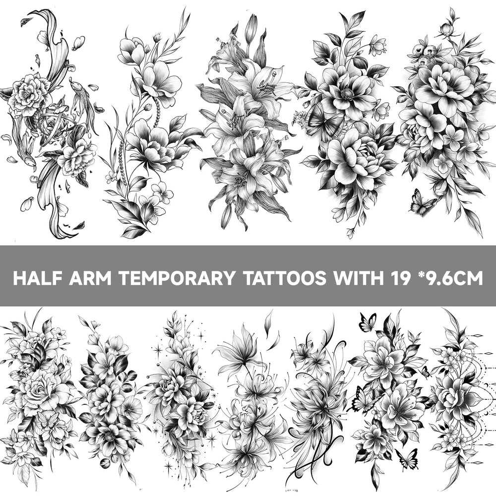 EMOME 12-sheets sexy temporary tattoos on the forearm deliver long-lasting floral detail.