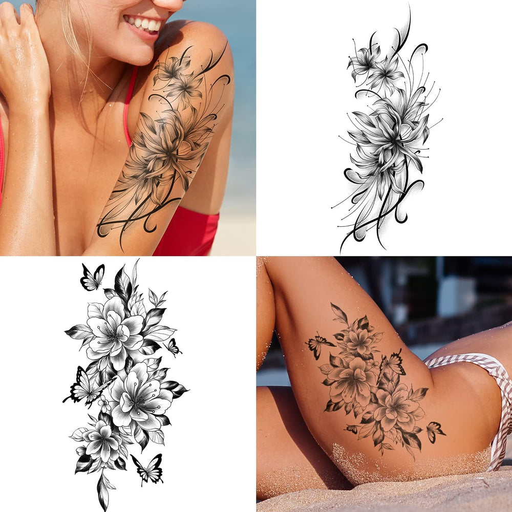 EMOME back tattoo sheet adds a sophisticated floral accent for evenings.
