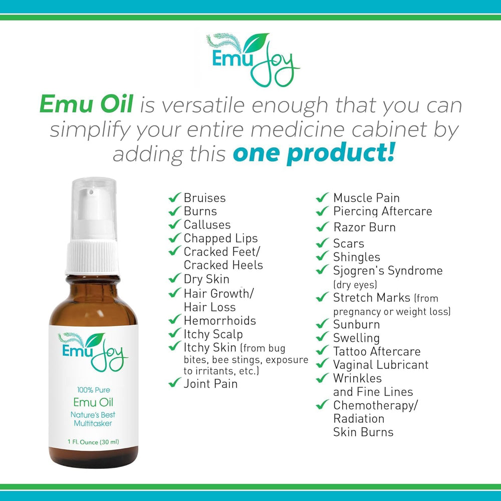 Emu Joy emu oil on the face for smooth skin glow