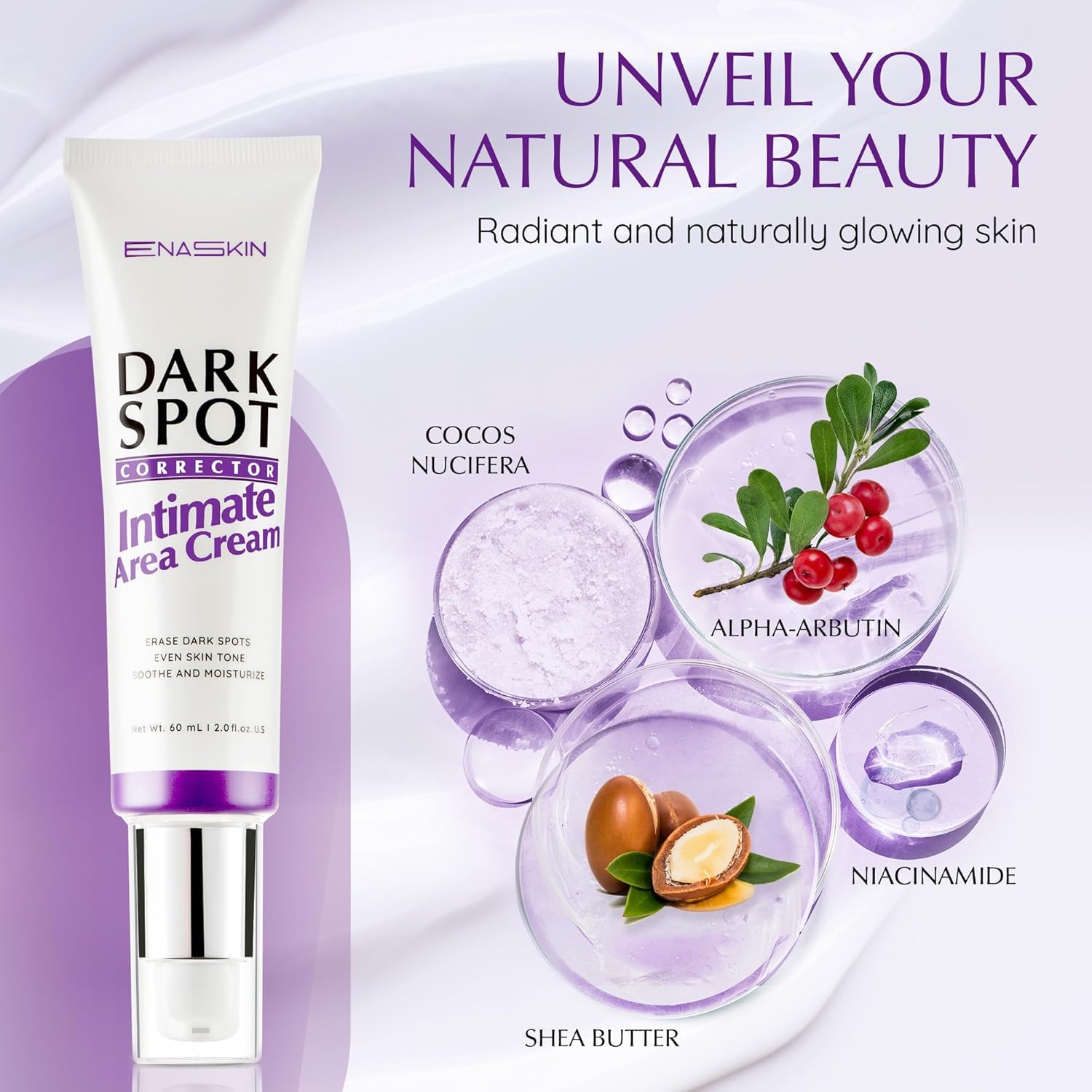 EnaSkin cream applied to bikini area for even tone