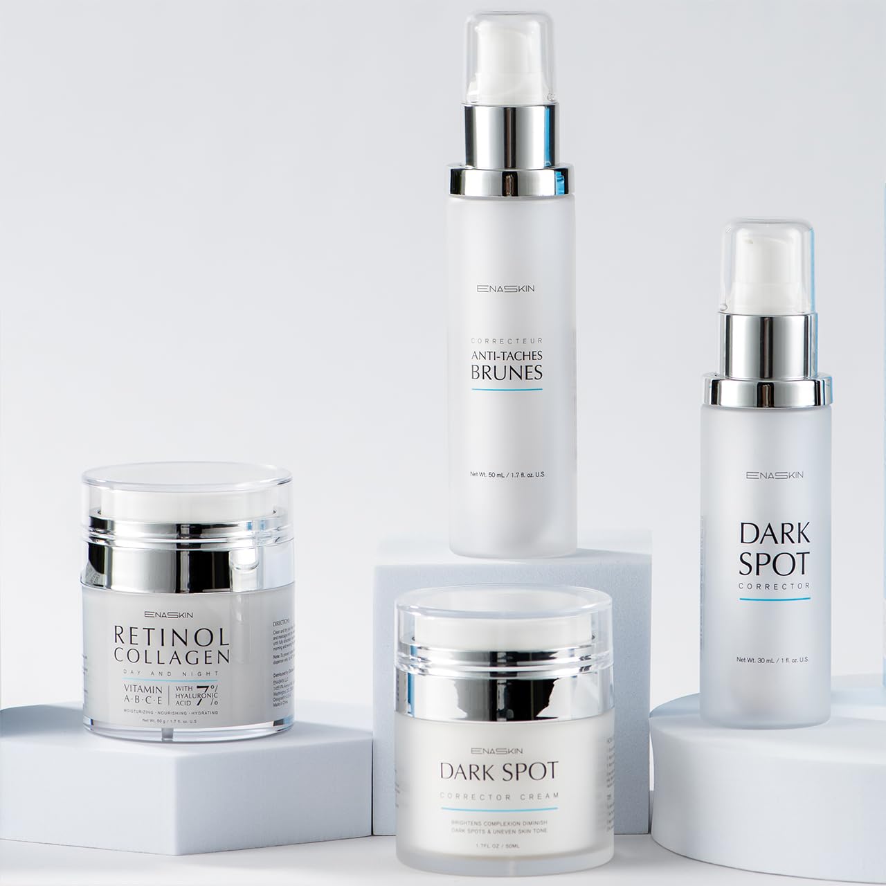 EnaSkin serum bottle with pump, travel-friendly design