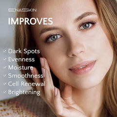 EnaSkin serum swatch on forearm suggests brightening potential