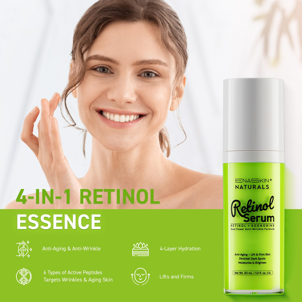 Enaskin Naturals 6-peptide serum bottle label hints at boosted elasticity