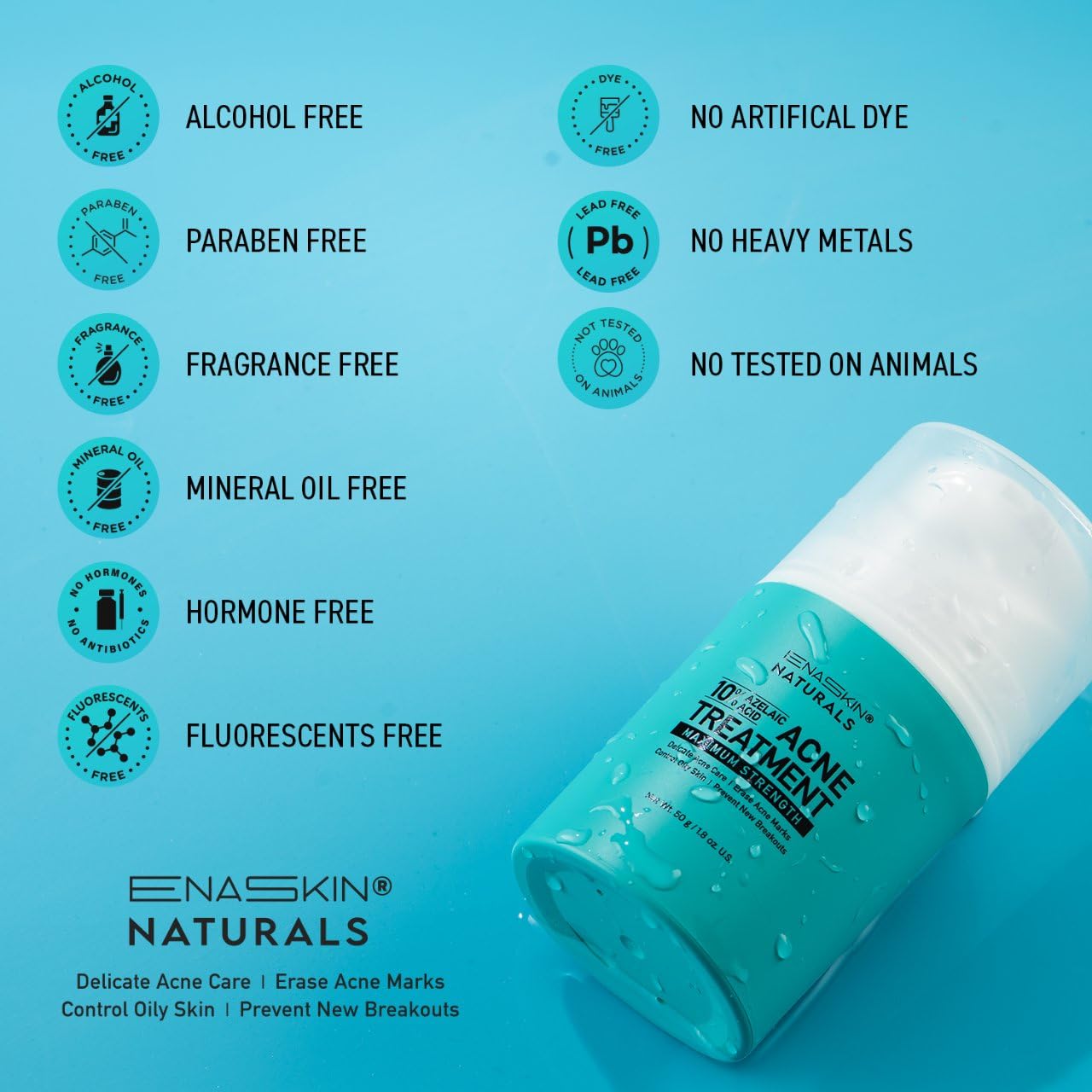 Enaskin Naturals tea-tree oil formula suggests fading post-acne marks.