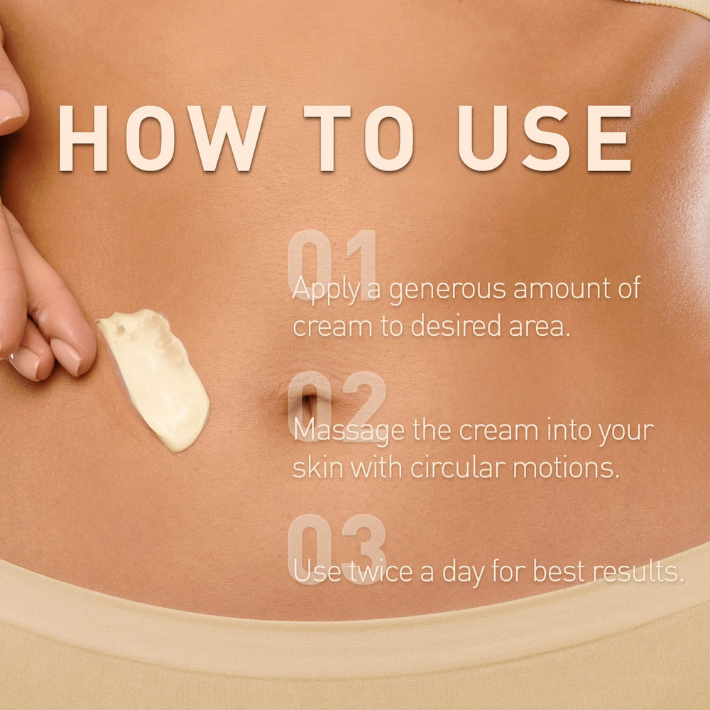 Enaskin Naturals Belly Firming Cream application on thighs and abdomen