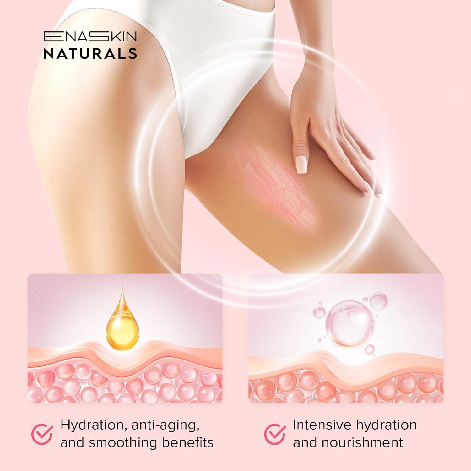 Enaskin Naturals cellulite remover ingredients label features lotus leaf and rhubarb extract