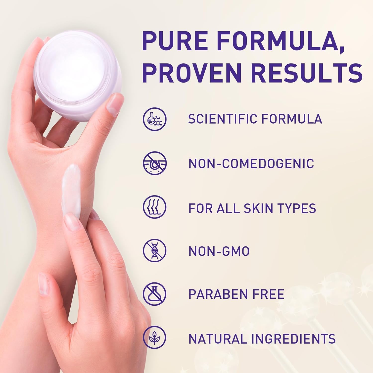 Enaskin Naturals morning ritual scan showing quick-absorb cream on skin