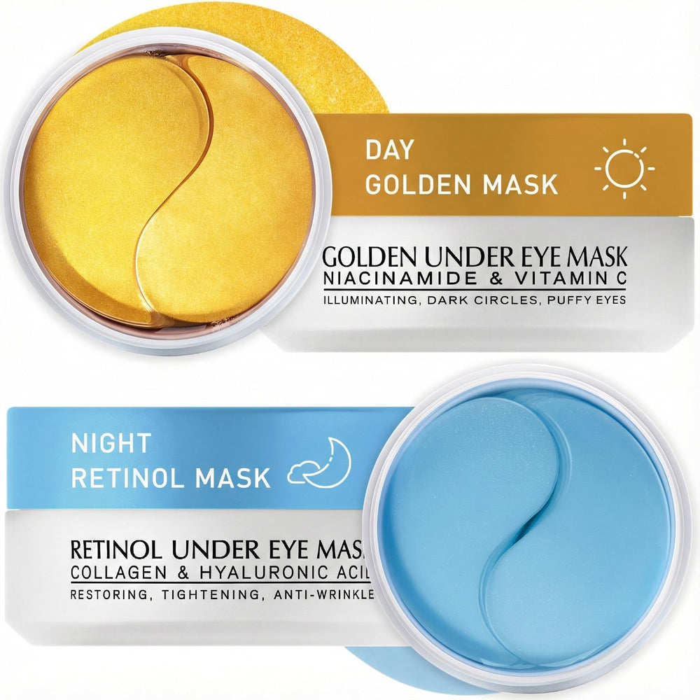 Enaskin Naturals under eye patches kit front view highlighting depuffing and hydration.