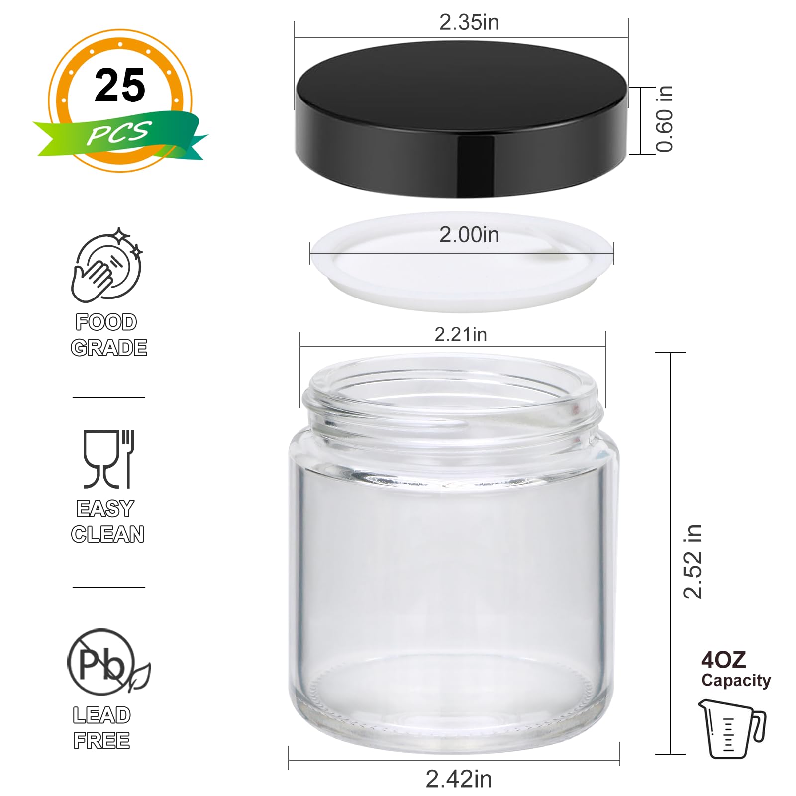 Encheng 4oz glass jar clear body side view highlights easy visibility of color and texture.