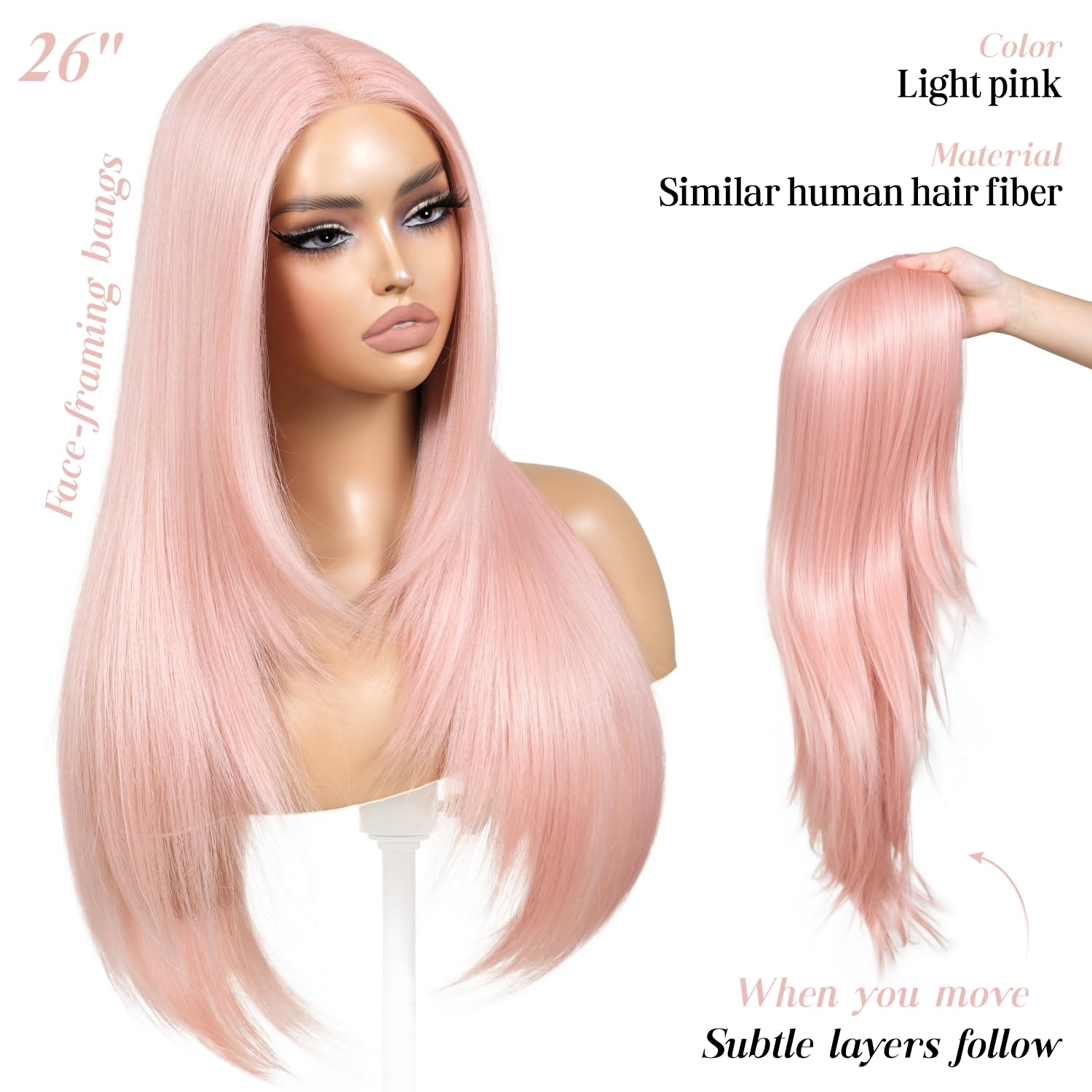 ENCOUNTERU glueless lace-front wig with middle part for natural hairline