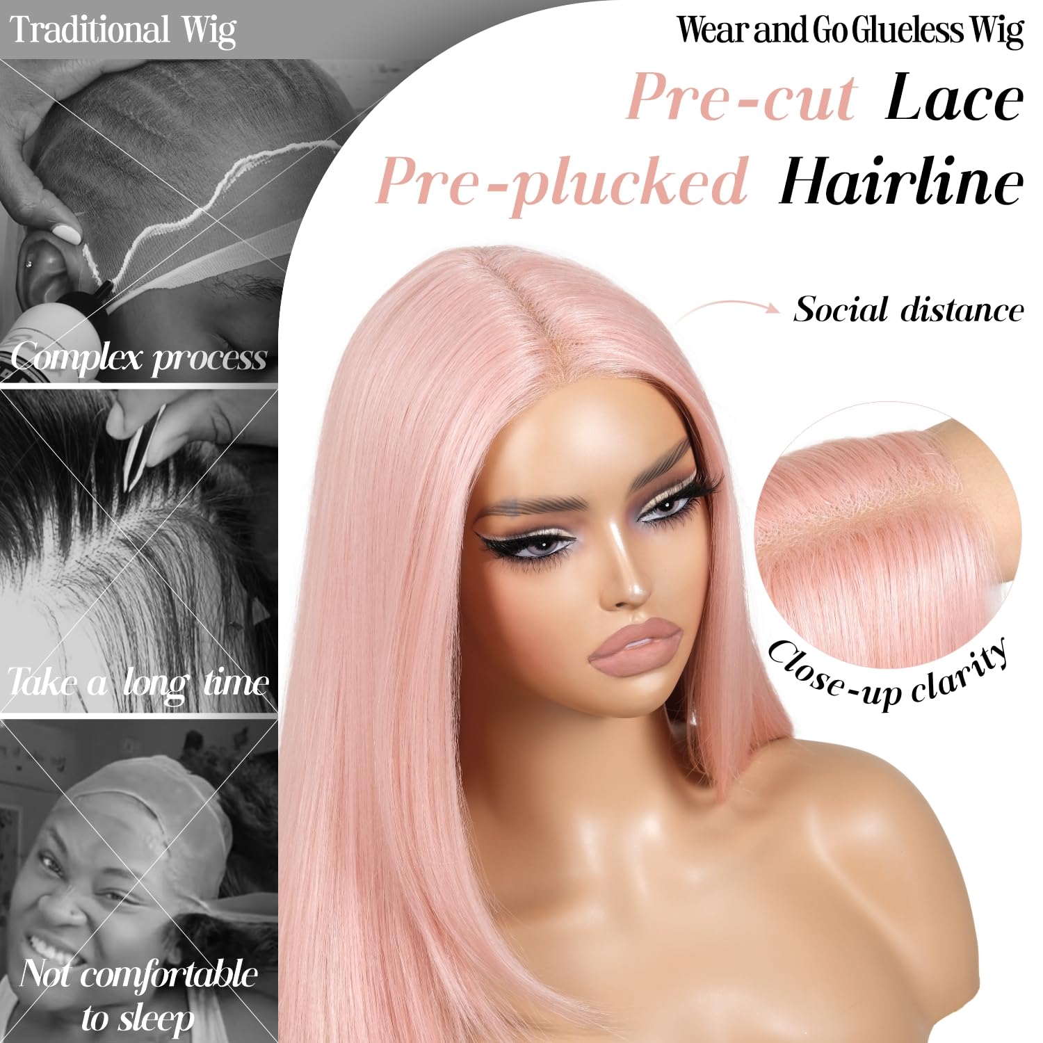 ENCOUNTERU pre-plucked hairline wig delivers instant natural-looking part