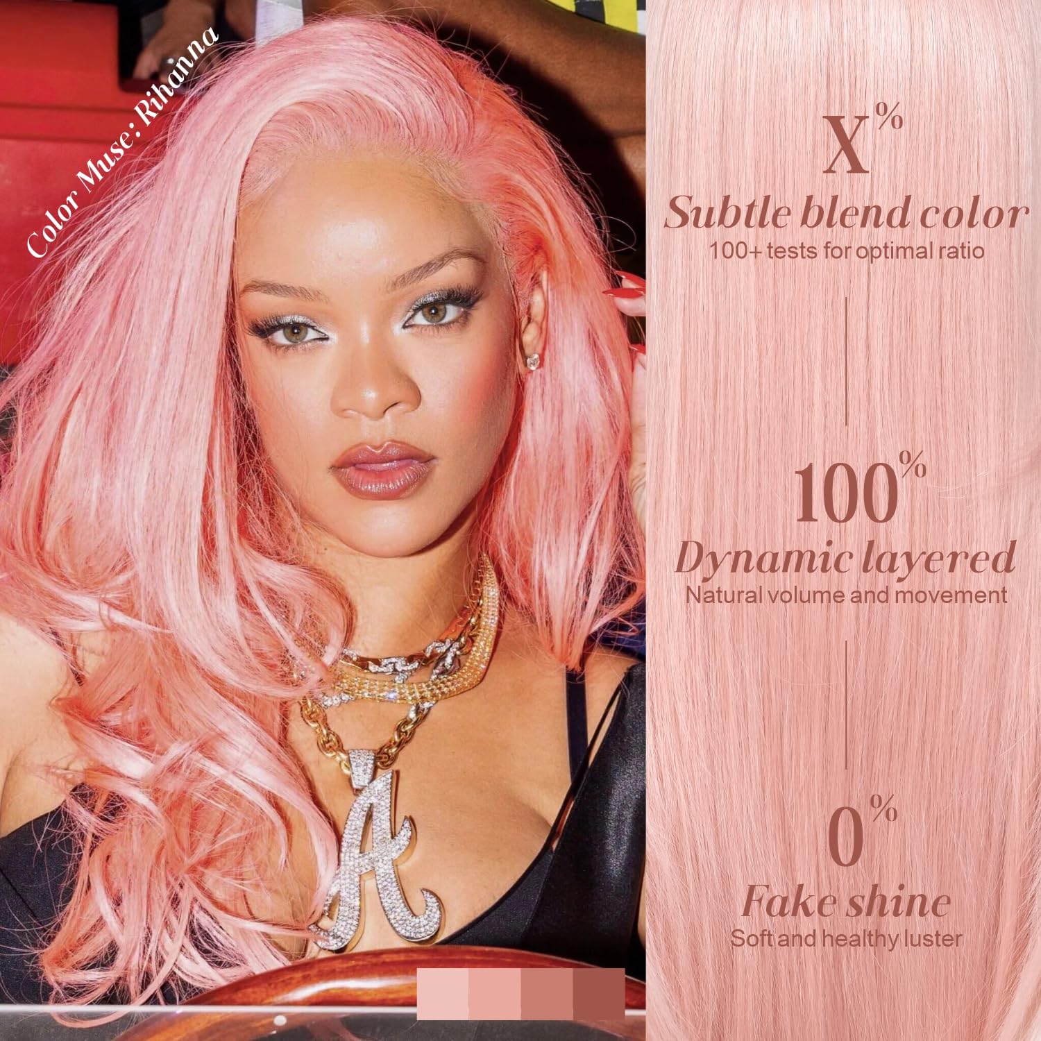 ENCOUNTERU 26-inch pink wig adds dramatic length with lightweight comfort