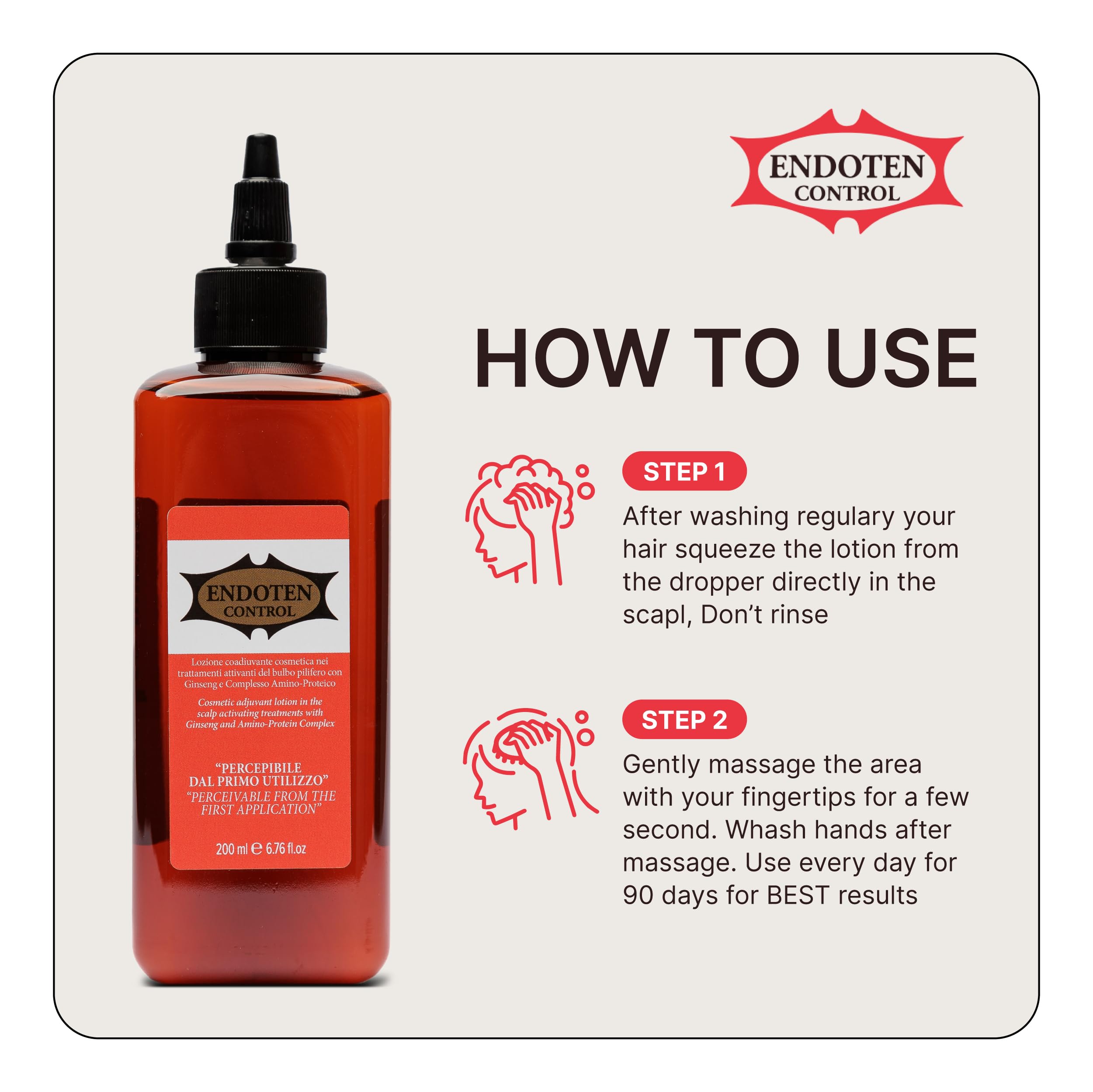 ENDOTEN CONTROL Lotion shine and volume boost visible after use