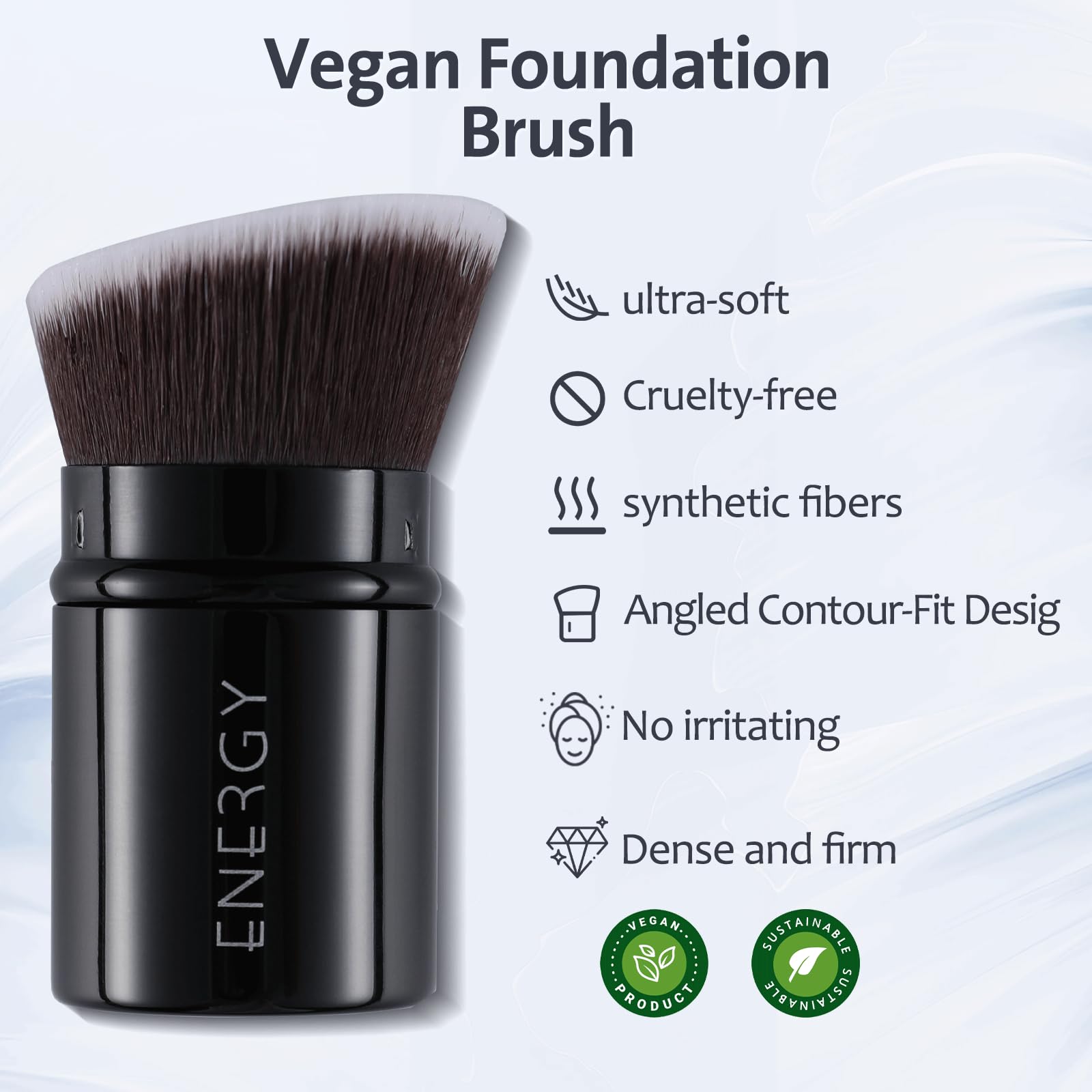 ENERGY Kabuki Mini closeup shows dense bristles for even distribution