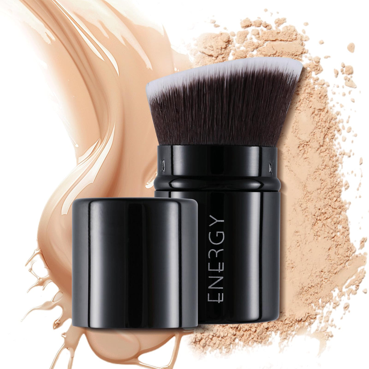 ENERGY Kabuki Mini retractable cover keeps bristles clean for travel touch-ups