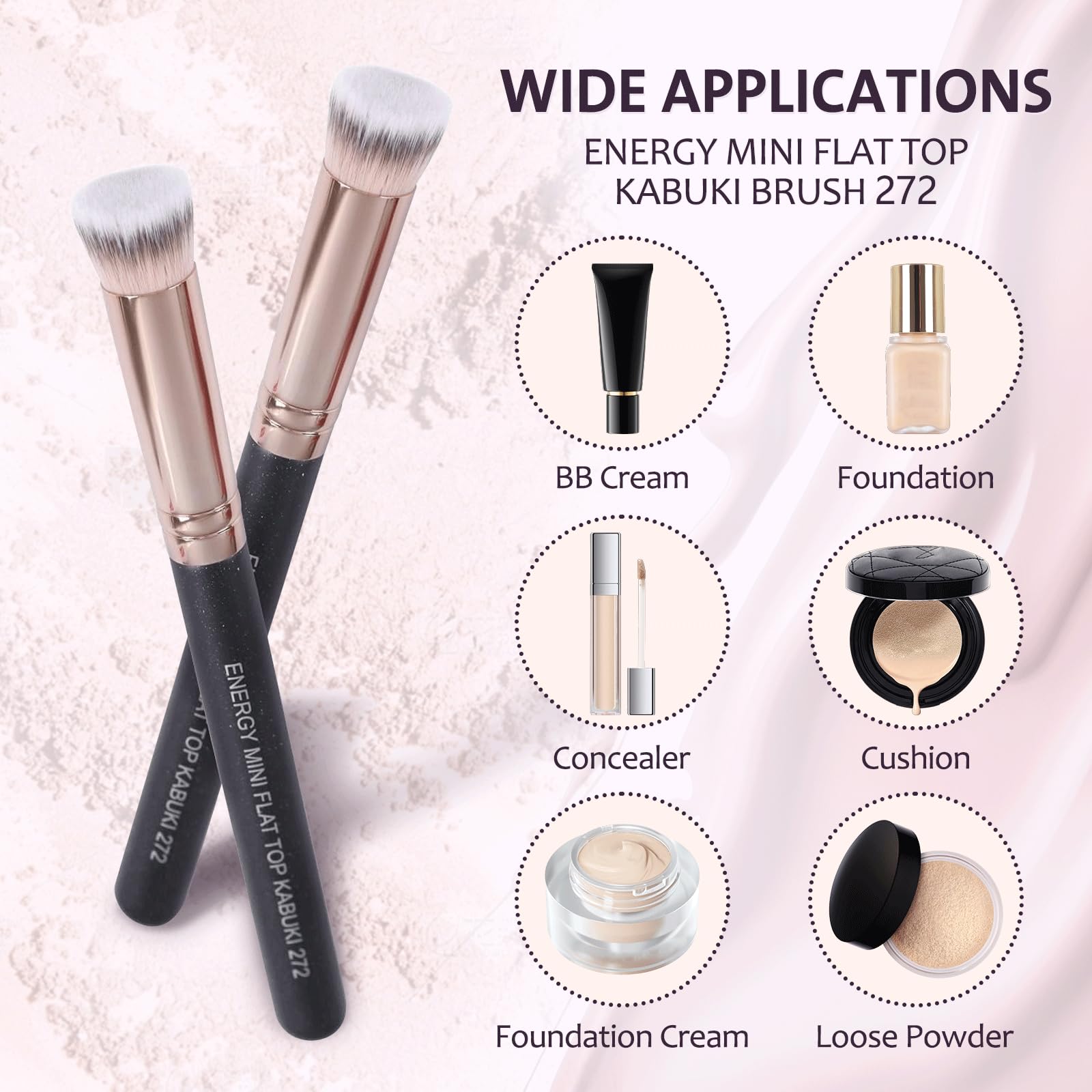 ENERGY brush features a flat head for precise coverage in hard-to-reach areas.