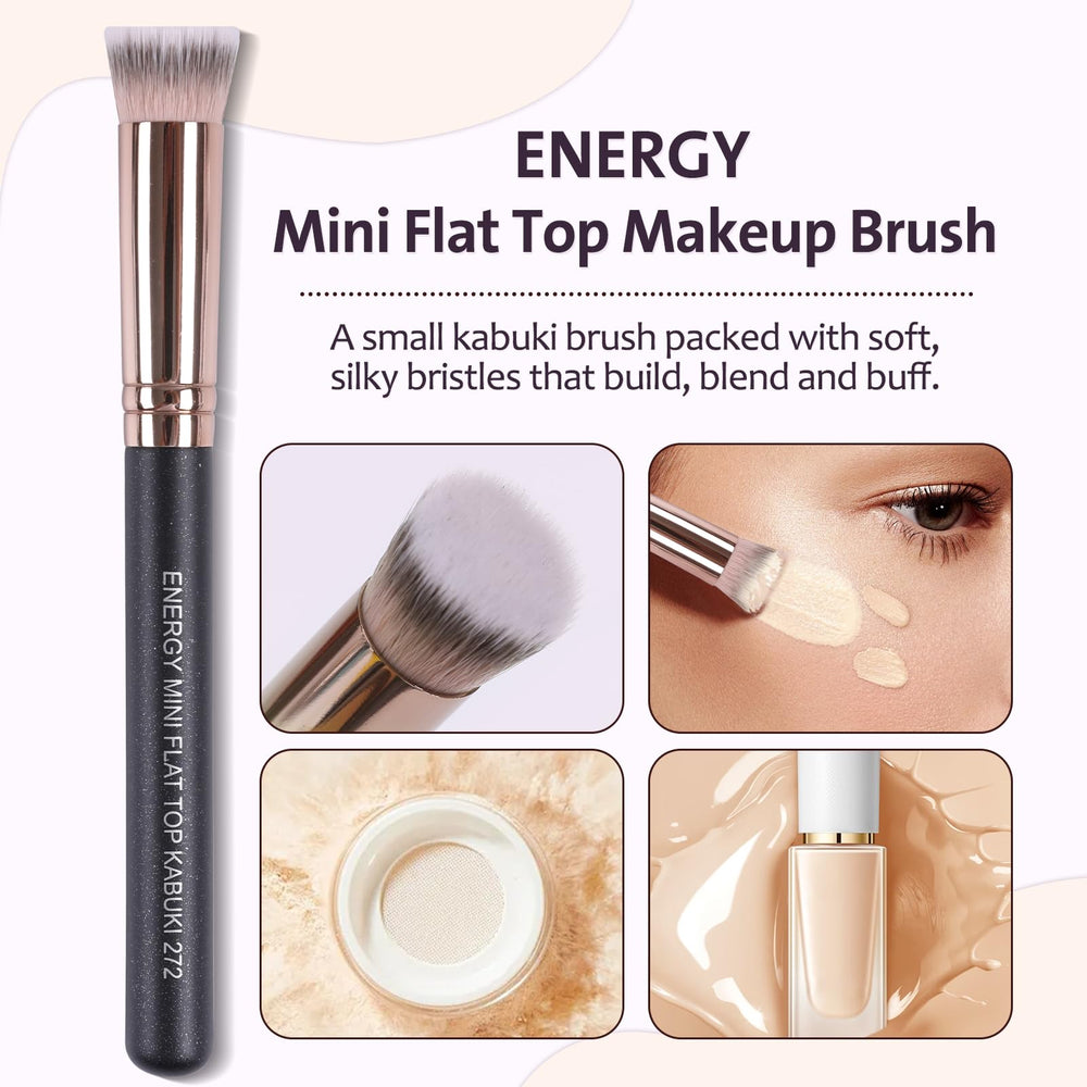 ENERGY Small Foundation Brush with soft synthetic bristles for smooth makeup application.