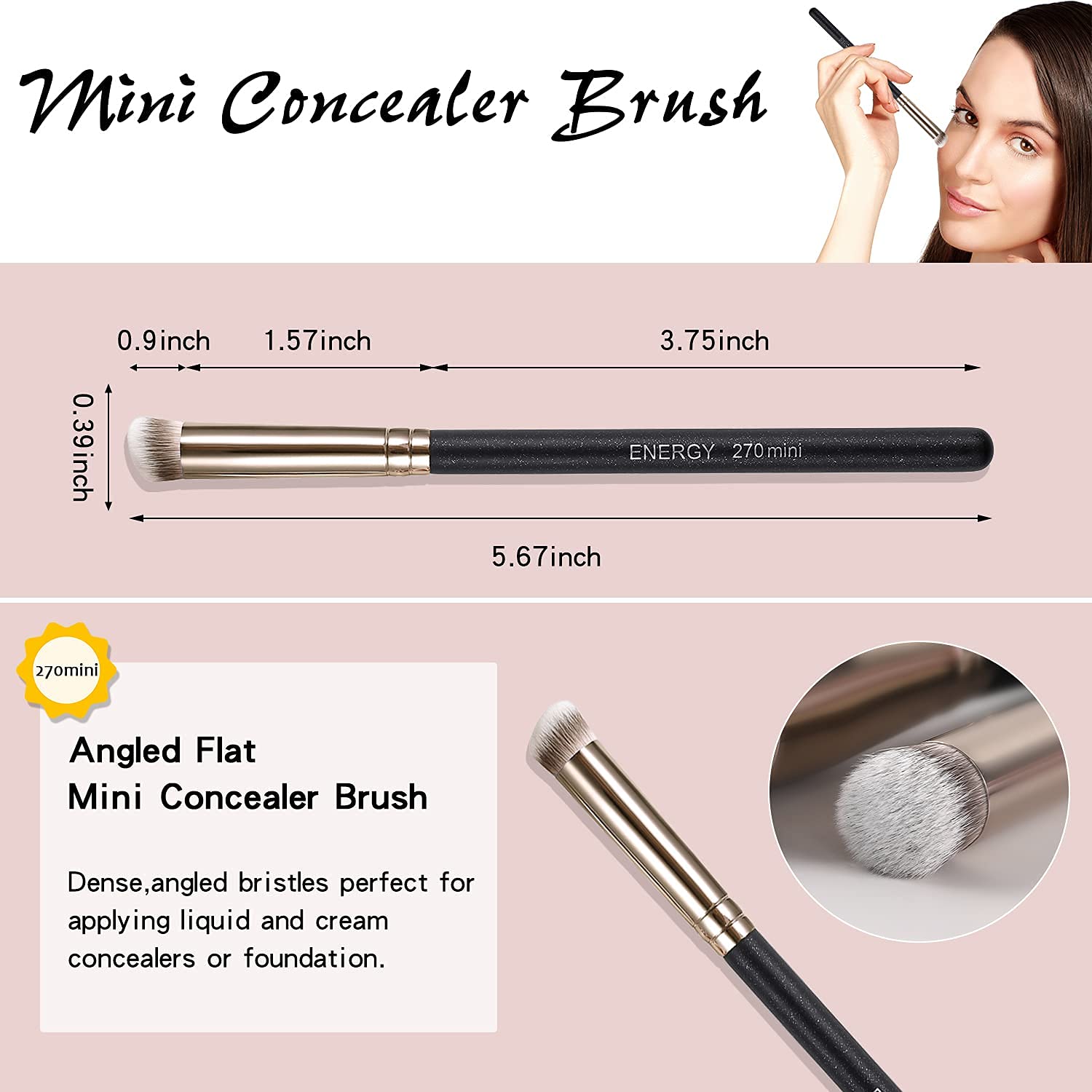 Energy Under Eye Concealer Brush dense bristle head boosts seamless blend and quick touchups.
