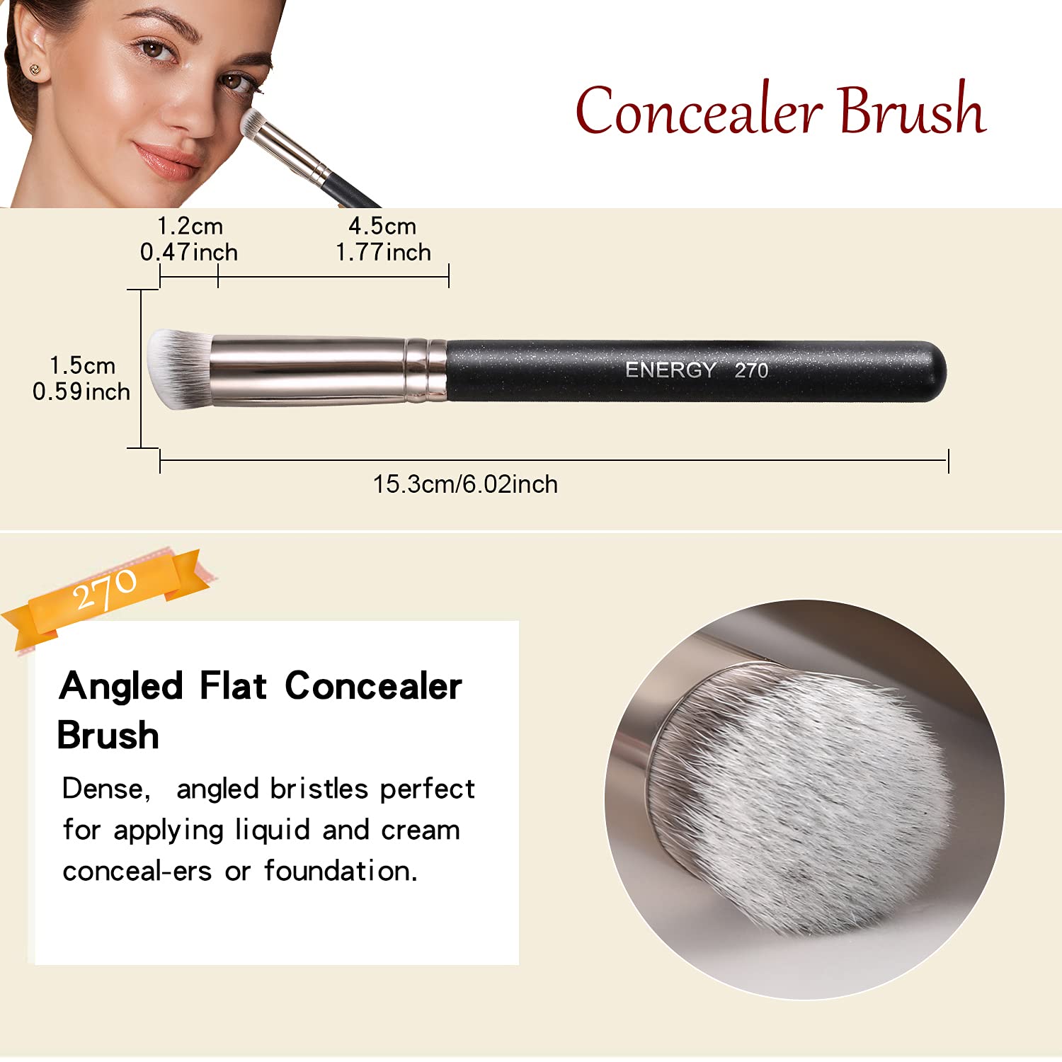 ENERGY vegan synthetic bristles deliver gentle, skin-friendly blending.