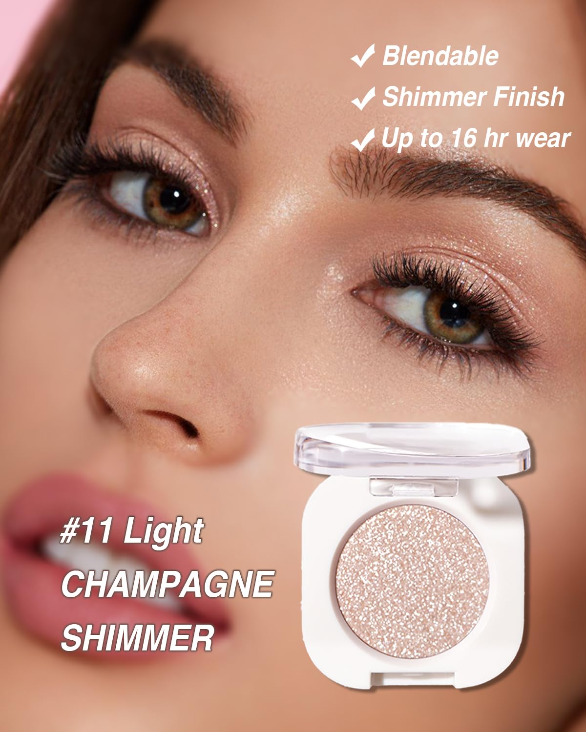 Enfuntins single shimmer eyeshadow compact closeup shows crease-proof finish