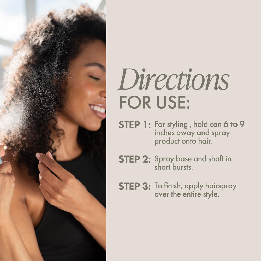 Enjoy Hair Finishing Spray anti-frizz closeup shows sleek finish without stiffness