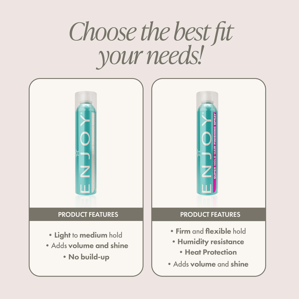 Enjoy Hair Finishing Spray applied topically for quick, even distribution.