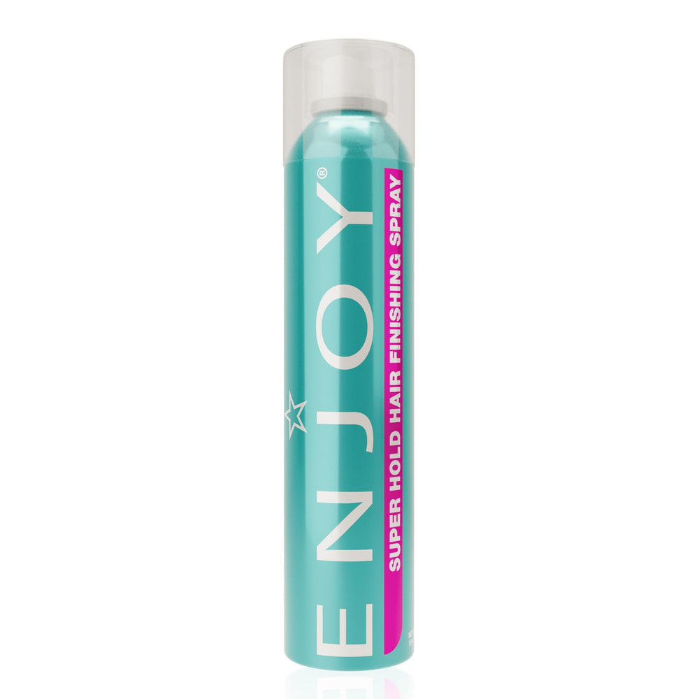 Enjoy Hair Finishing Spray front bottle demonstrates quick-dry hold for lasting style.