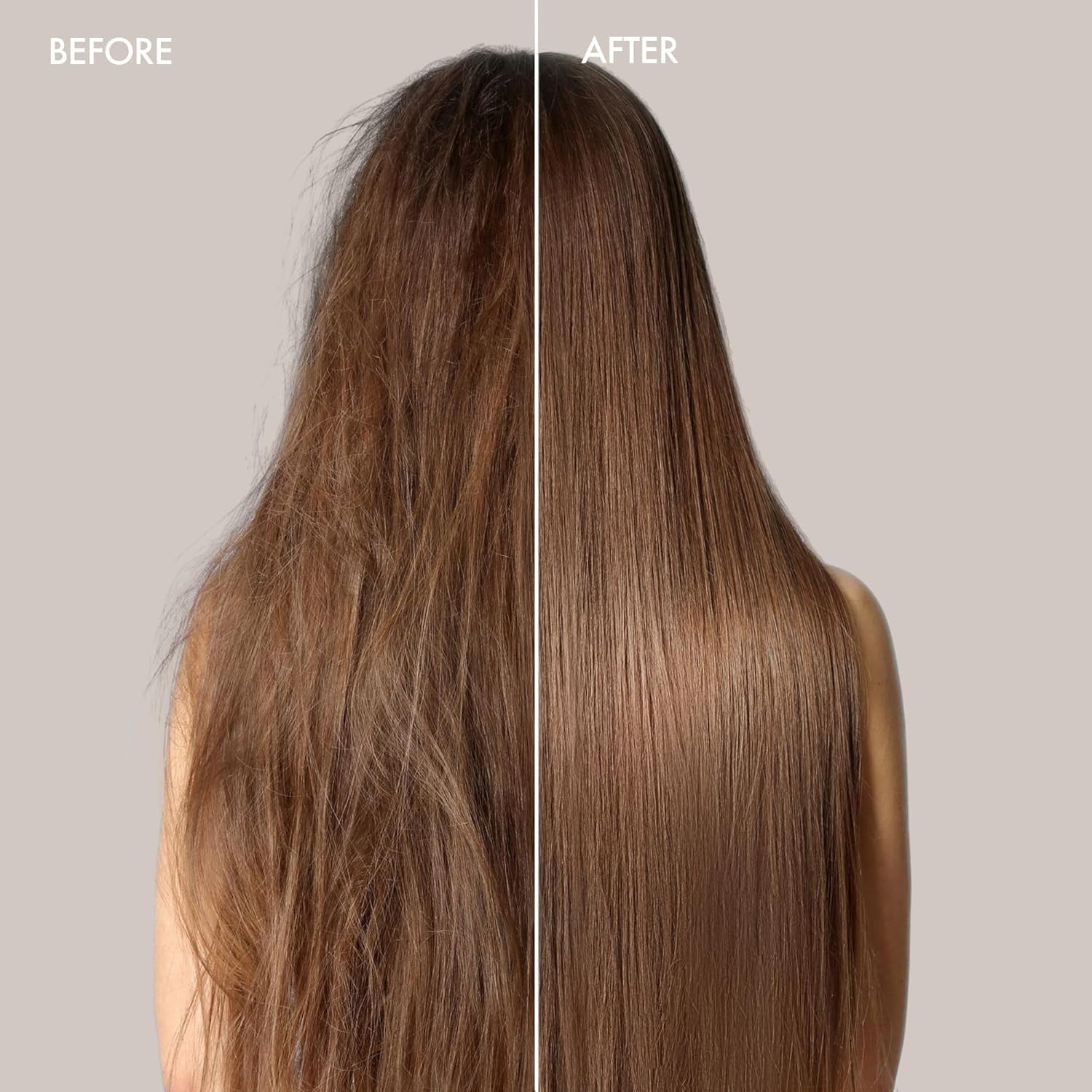 Enjoy Hair Mask 8oz on hair smoothing demonstrates frizz control and silky texture.
