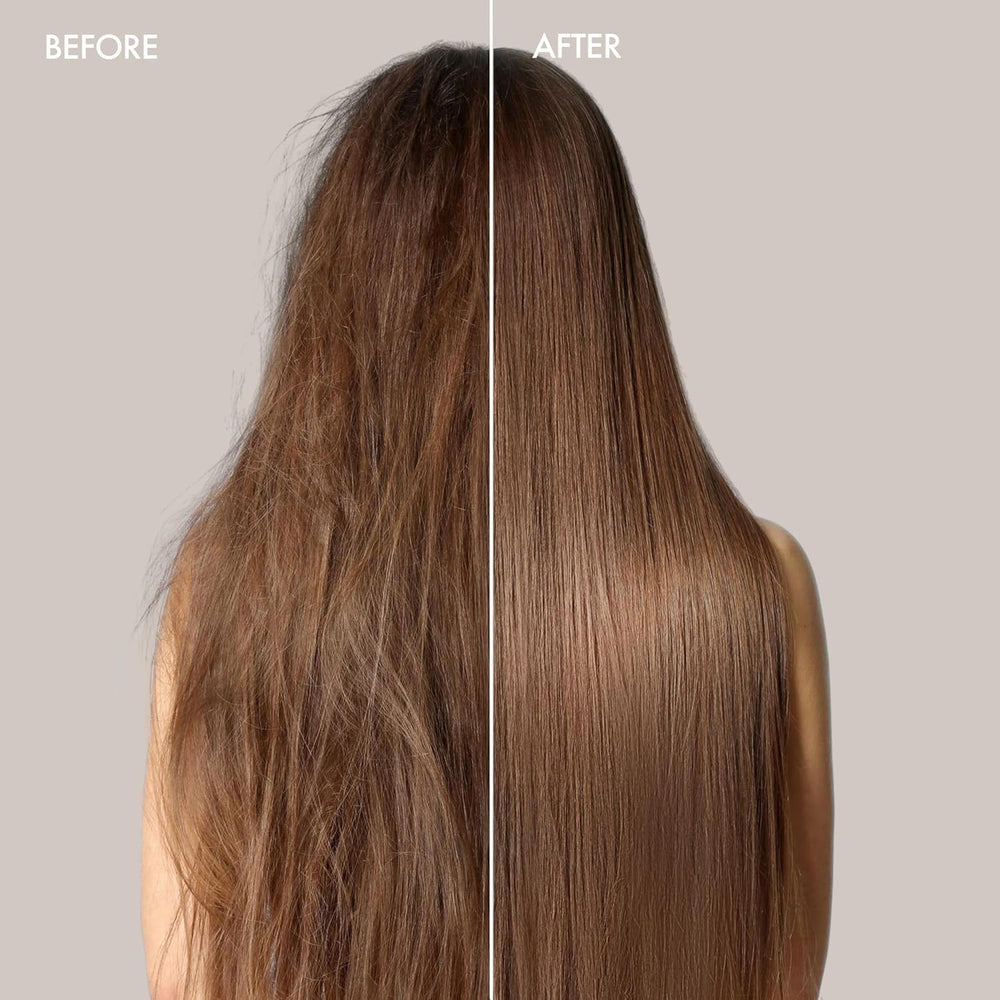 Enjoy Hair Mask 8oz on hair smoothing demonstrates frizz control and silky texture.