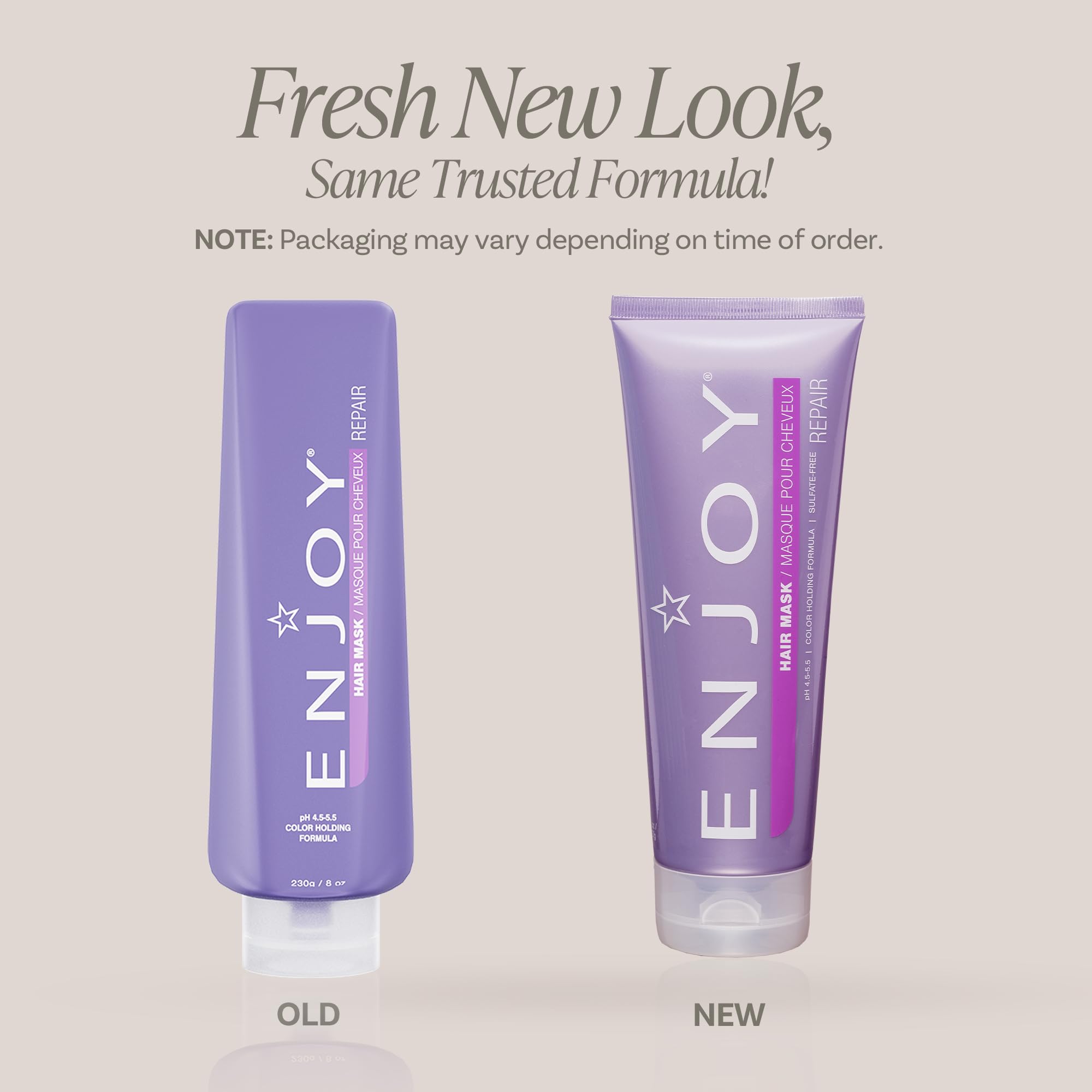 Enjoy Hair Mask 8oz pump dispense shows easy application for deep conditioning and detangling.