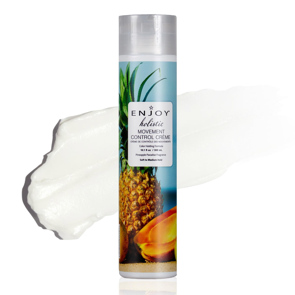 Enjoy Hair Styling Cream movement control bottle demonstrates flexible hold for textured styles
