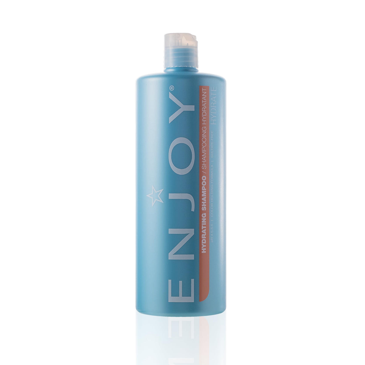 Enjoy Hydrating Shampoo bottle shows weightless cleanse for soft, shiny hair.