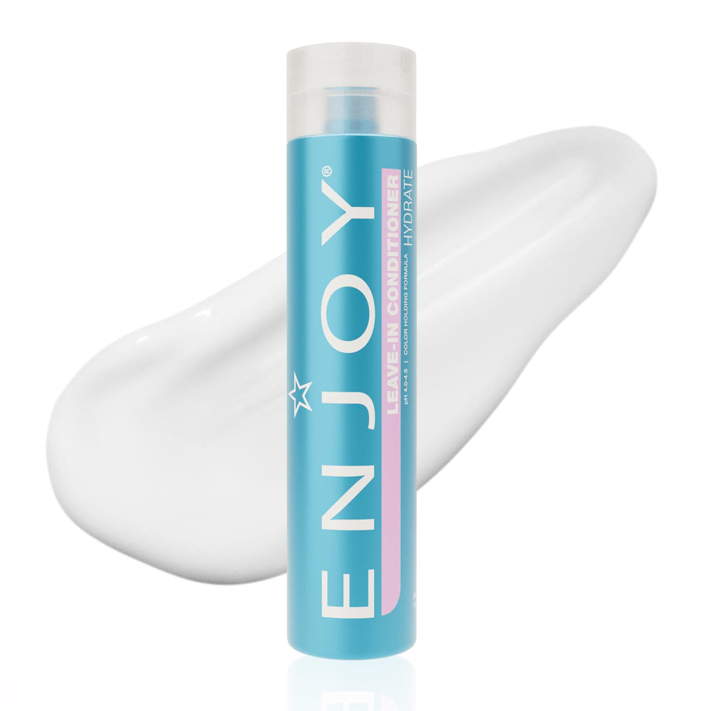 Enjoy Leave-In Conditioner bottle promotes lightweight hydration for soft, manageable hair
