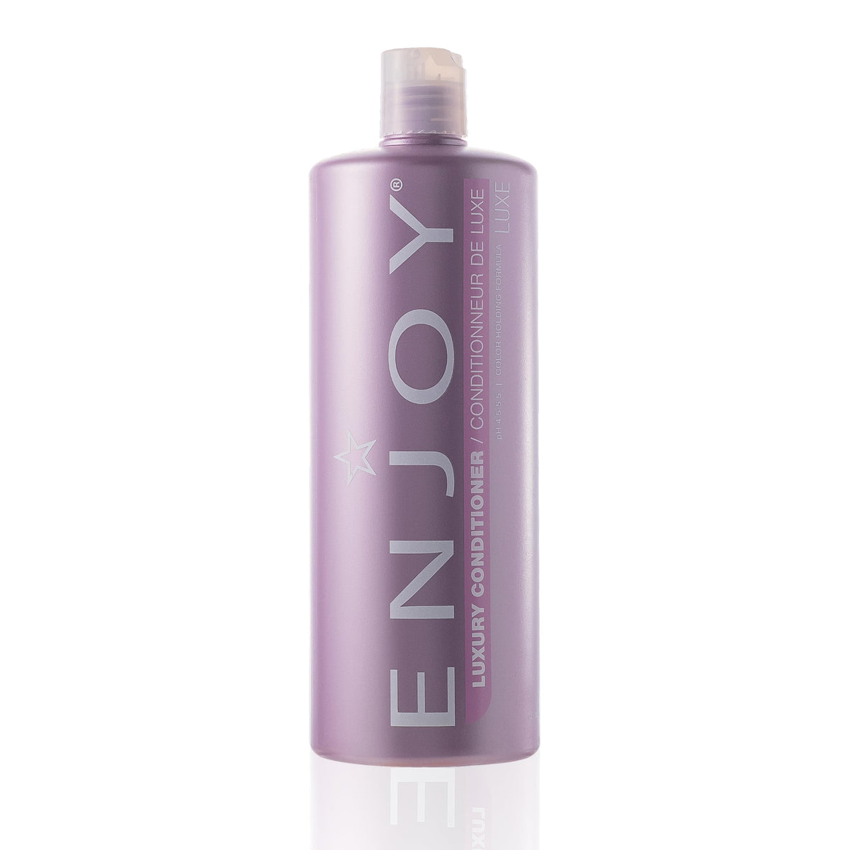 Enjoy Luxury Conditioner bottle showing frizz control for smoother hair.