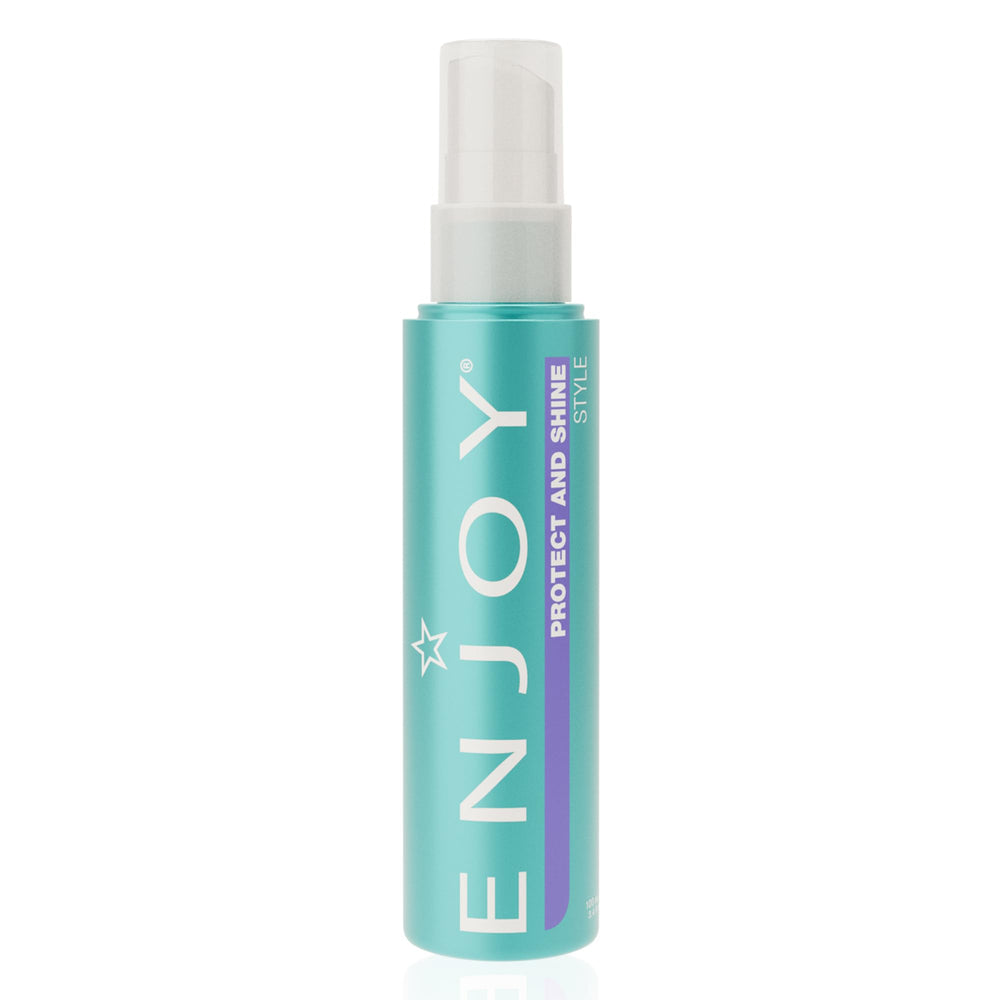 Enjoy Protect and Shine bottle top view showing sleek packaging and radiant shine
