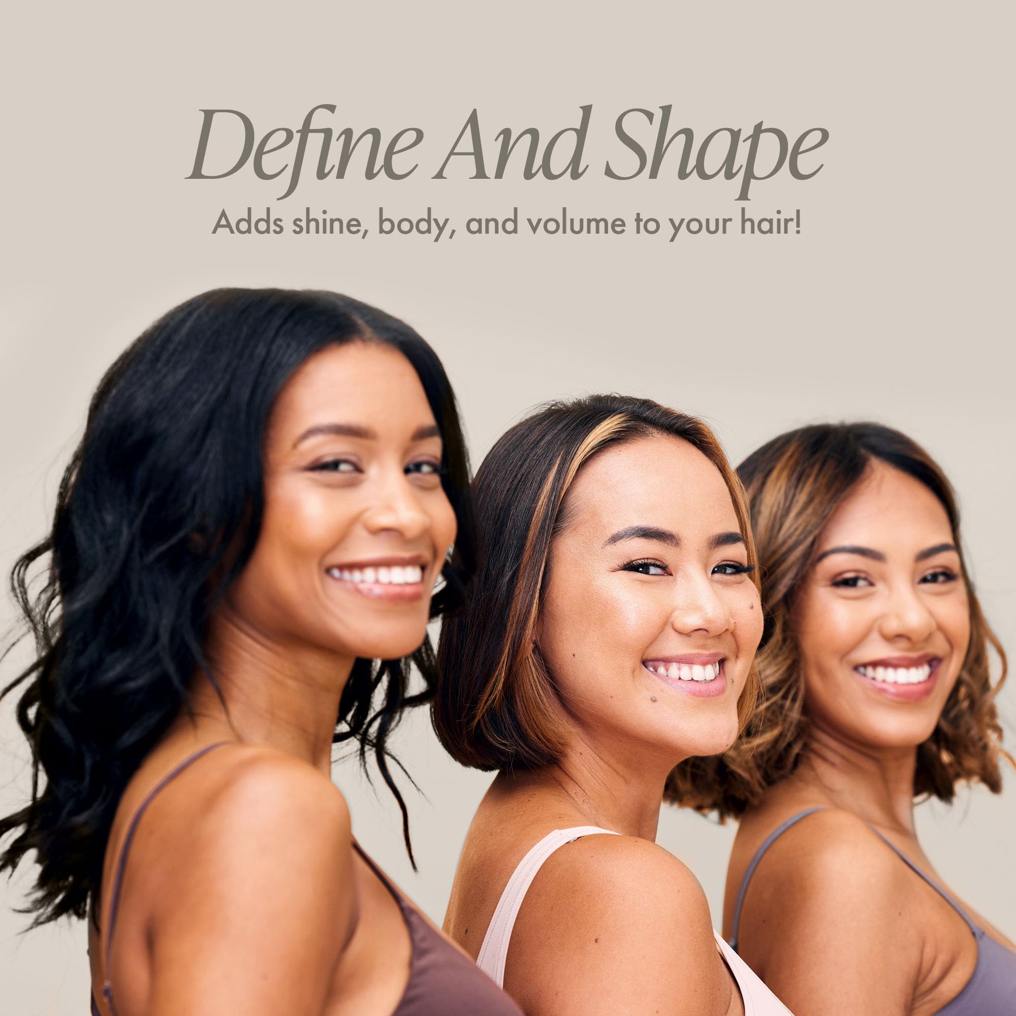Enjoy Shaping Curly Hair Styling Cream application shot shows weightless smoothing and detangling.